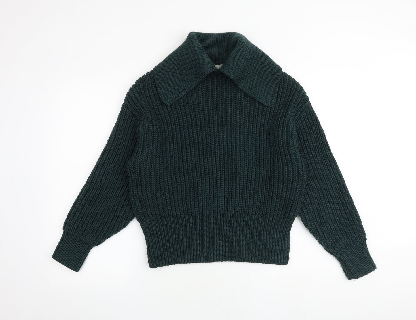 H&M Womens Green Collared Polyester Pullover Jumper Size S