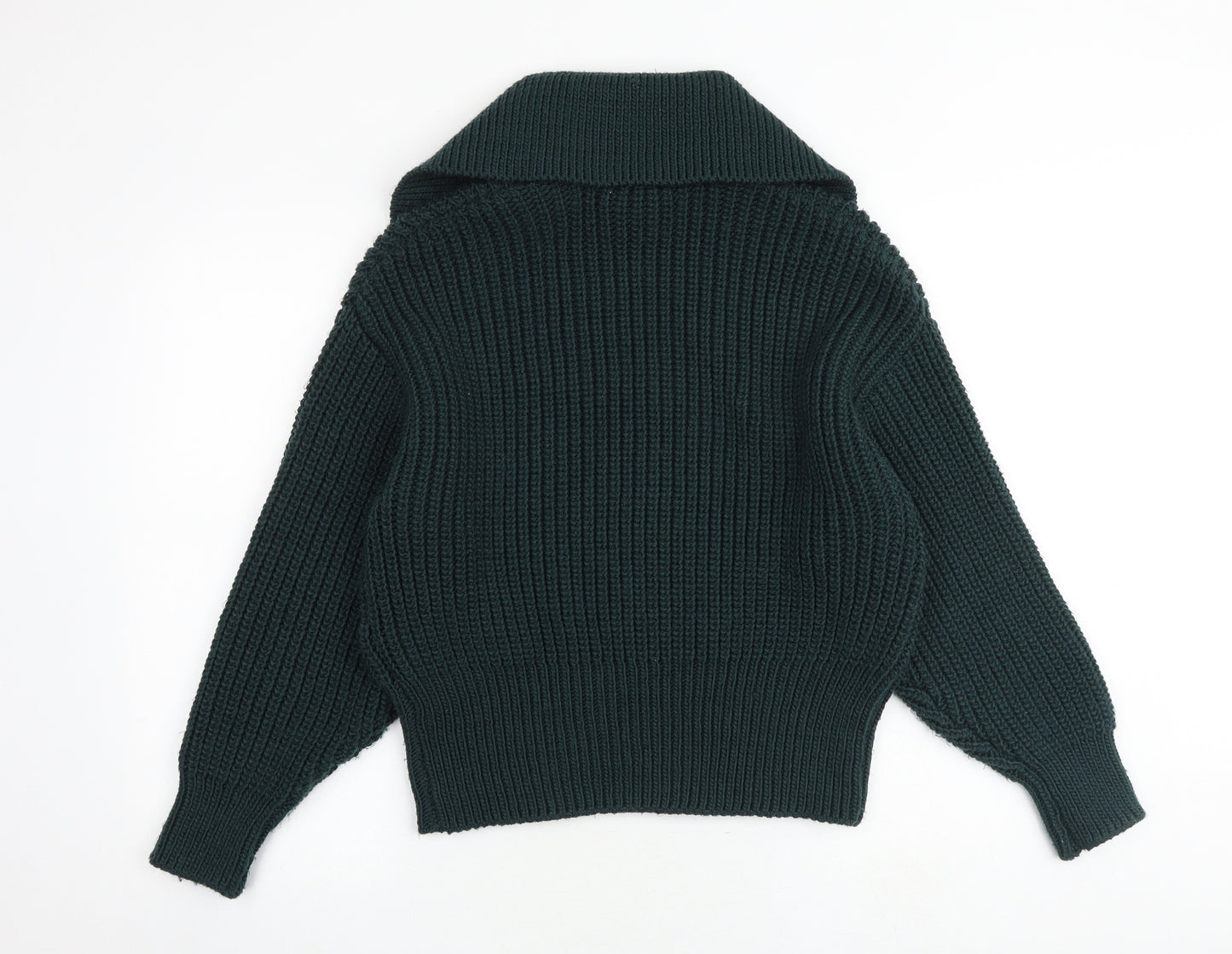 H&M Womens Green Collared Polyester Pullover Jumper Size S