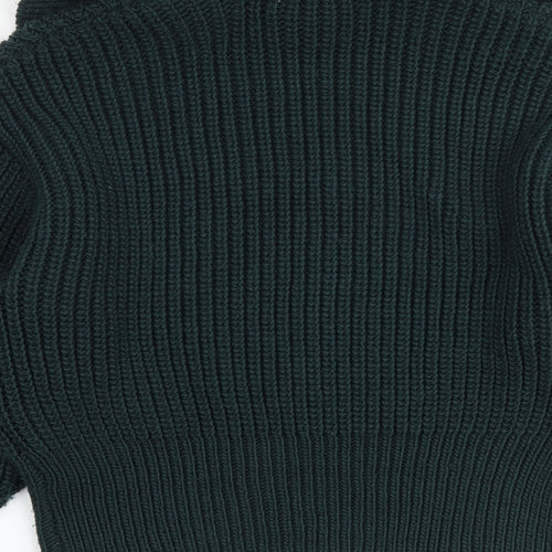 H&M Womens Green Collared Polyester Pullover Jumper Size S