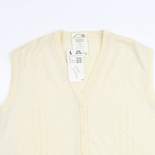 Canada Womens Ivory V-Neck Acrylic Cardigan Jumper Size 18 - Size 18-20