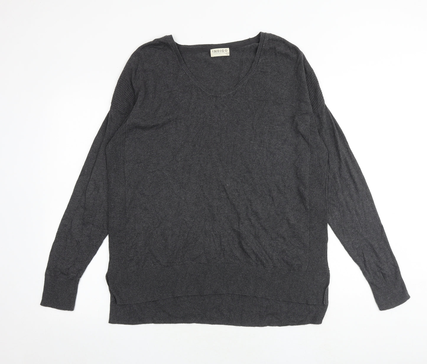 Indigo Womens Grey Round Neck Polyamide Pullover Jumper Size 14