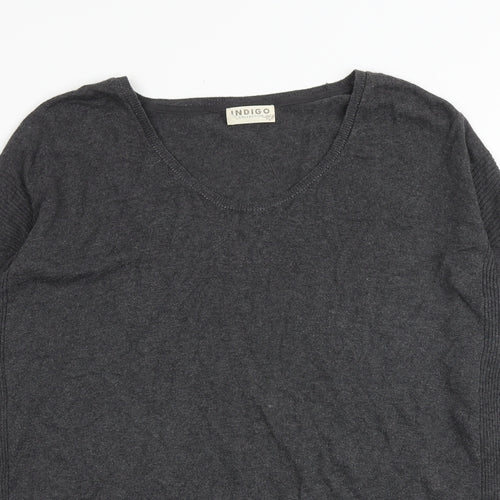 Indigo Womens Grey Round Neck Polyamide Pullover Jumper Size 14