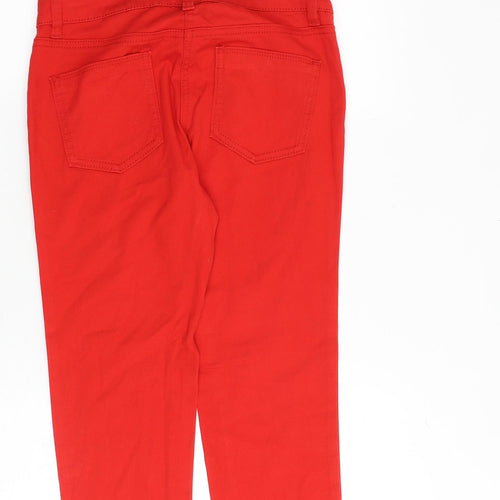 NEXT Womens Red Cotton Straight Jeans Size 6 Slim Zip