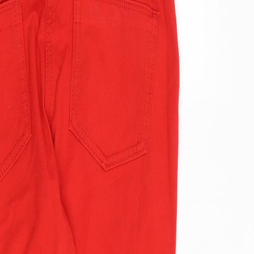 NEXT Womens Red Cotton Straight Jeans Size 6 Slim Zip