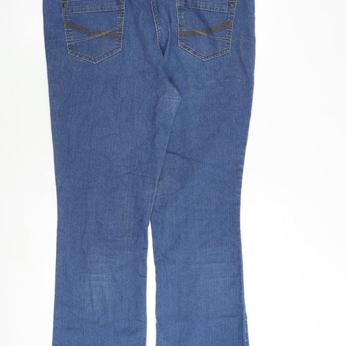 F&F Womens Blue Cotton Bootcut Jeans Size 16 Regular Zip