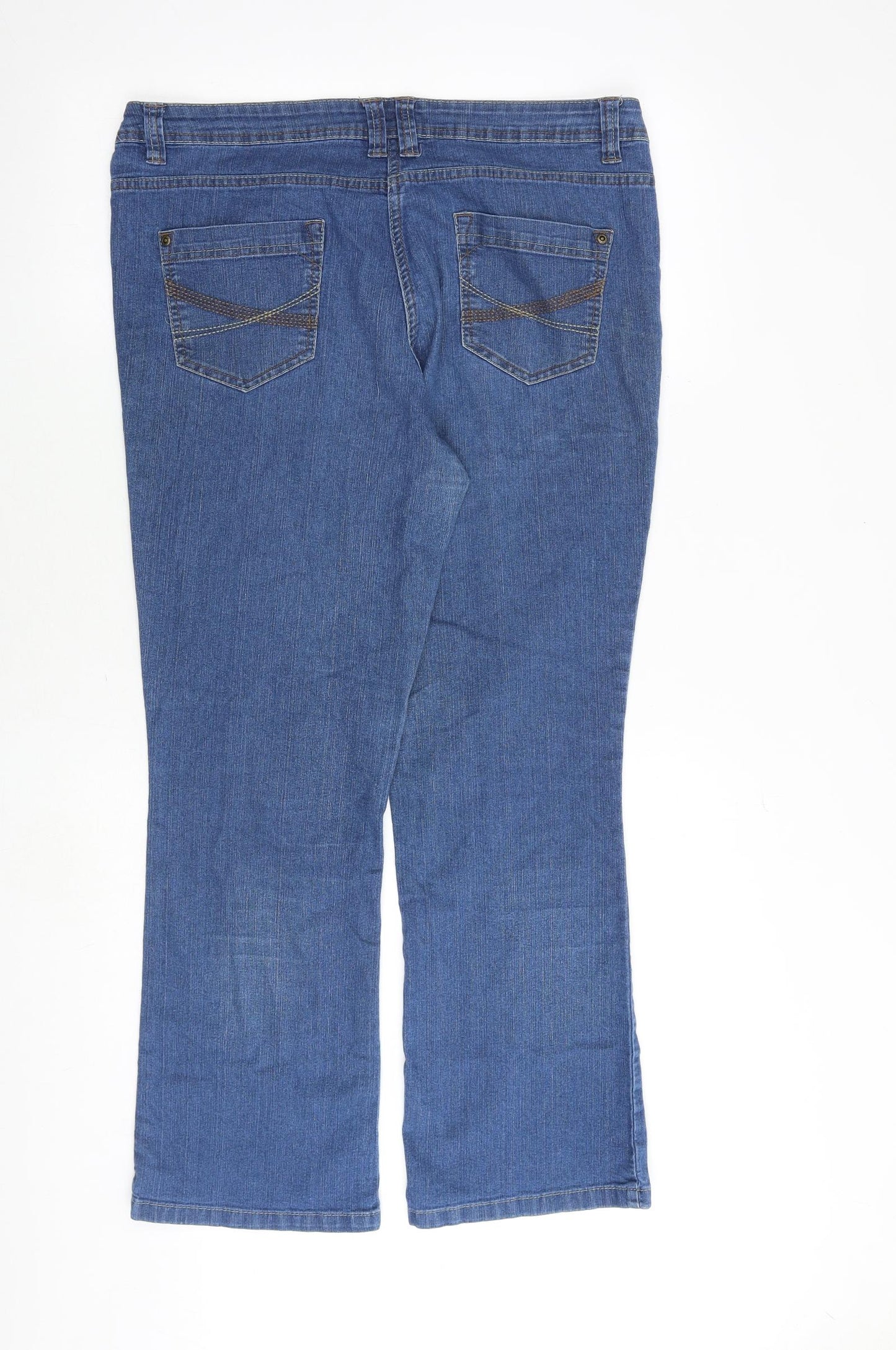 F&F Womens Blue Cotton Bootcut Jeans Size 16 Regular Zip