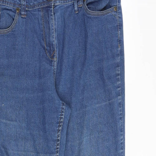 F&F Womens Blue Cotton Bootcut Jeans Size 16 Regular Zip