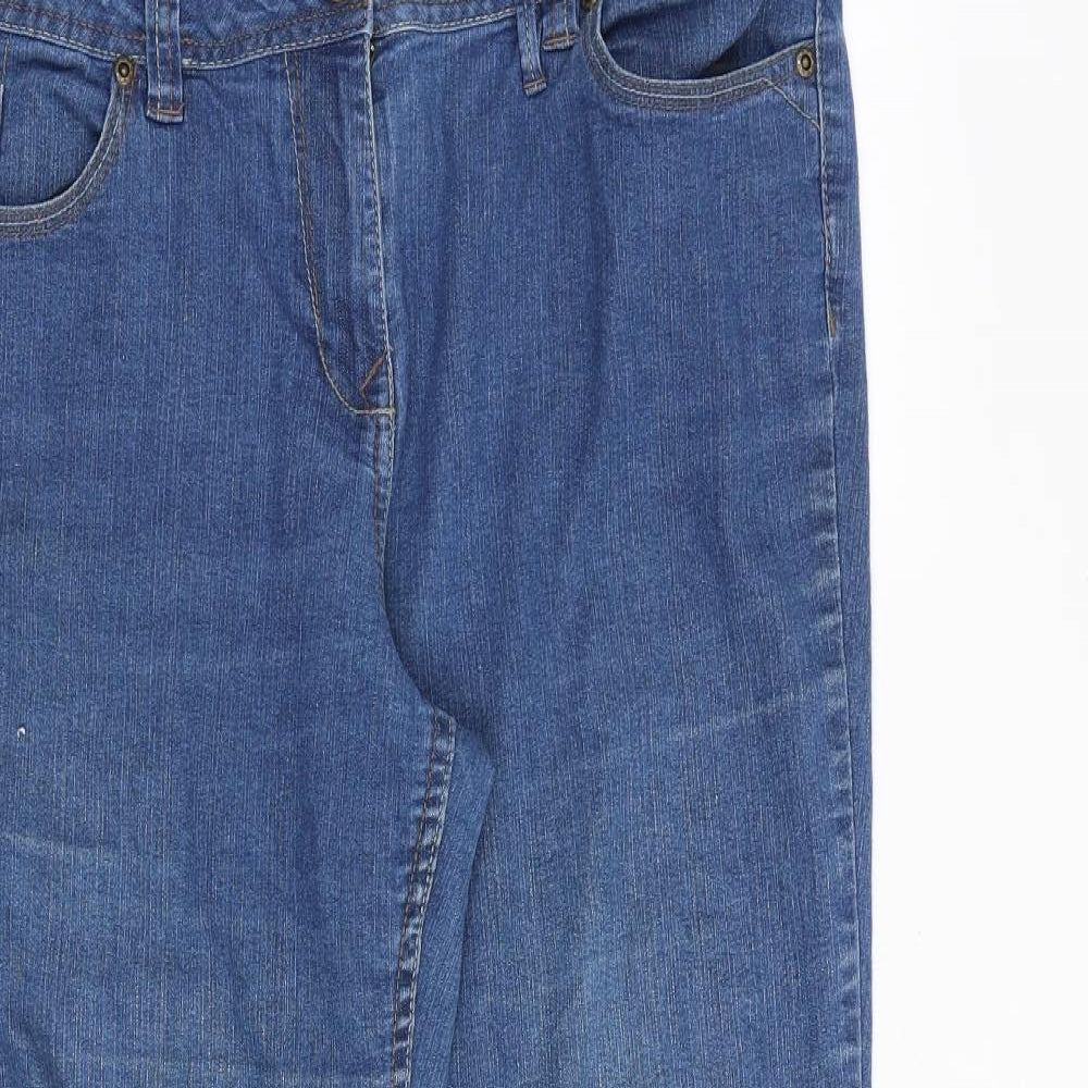 F&F Womens Blue Cotton Bootcut Jeans Size 16 Regular Zip