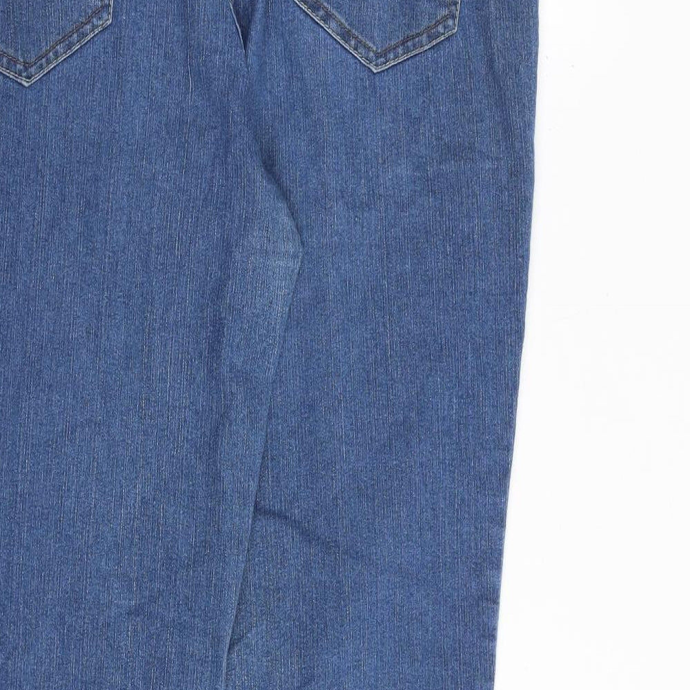 F&F Womens Blue Cotton Bootcut Jeans Size 16 Regular Zip