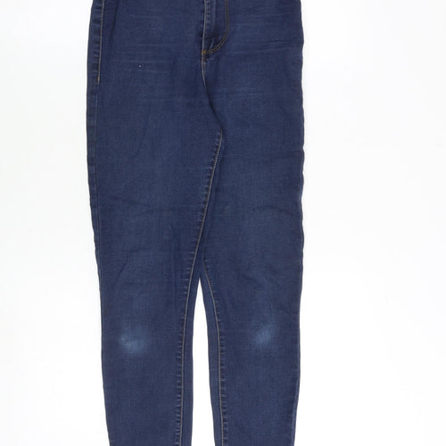 Denim & Co. Womens Blue Cotton Straight Jeans Size 8 Regular Zip