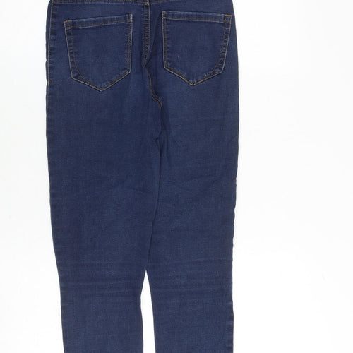 Denim & Co. Womens Blue Cotton Straight Jeans Size 8 Regular Zip