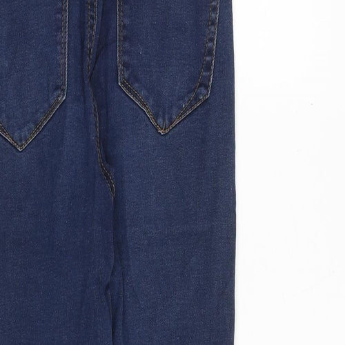 Denim & Co. Womens Blue Cotton Straight Jeans Size 8 Regular Zip