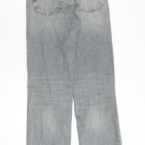 Zara Womens Blue Cotton Straight Jeans Size 4 Regular Zip