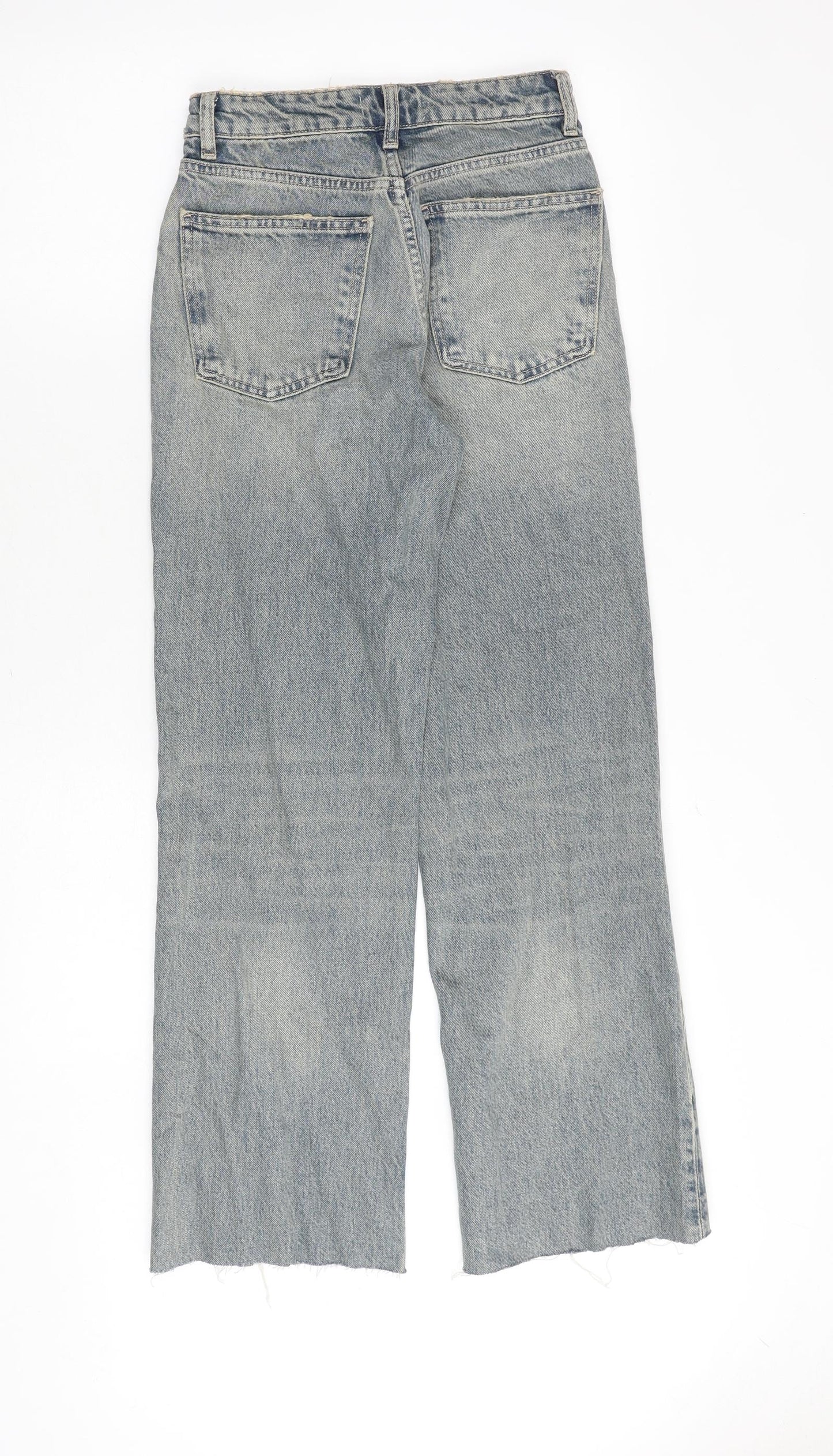 Zara Womens Blue Cotton Straight Jeans Size 4 Regular Zip