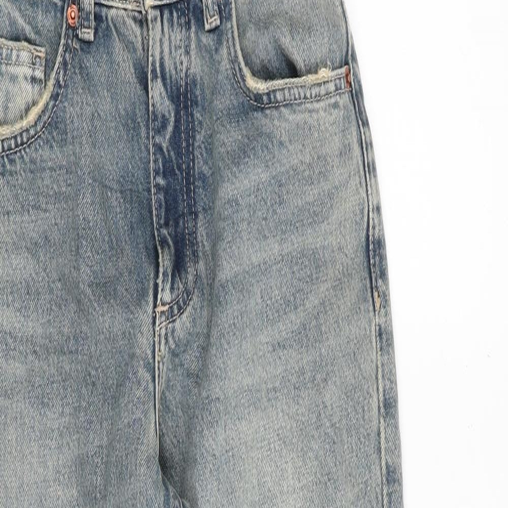 Zara Womens Blue Cotton Straight Jeans Size 4 Regular Zip