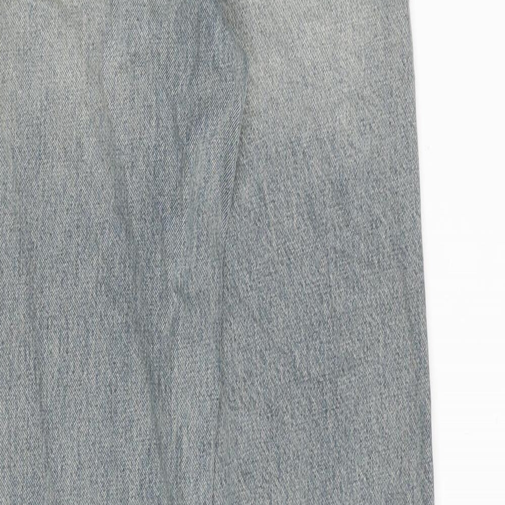 Zara Womens Blue Cotton Straight Jeans Size 4 Regular Zip