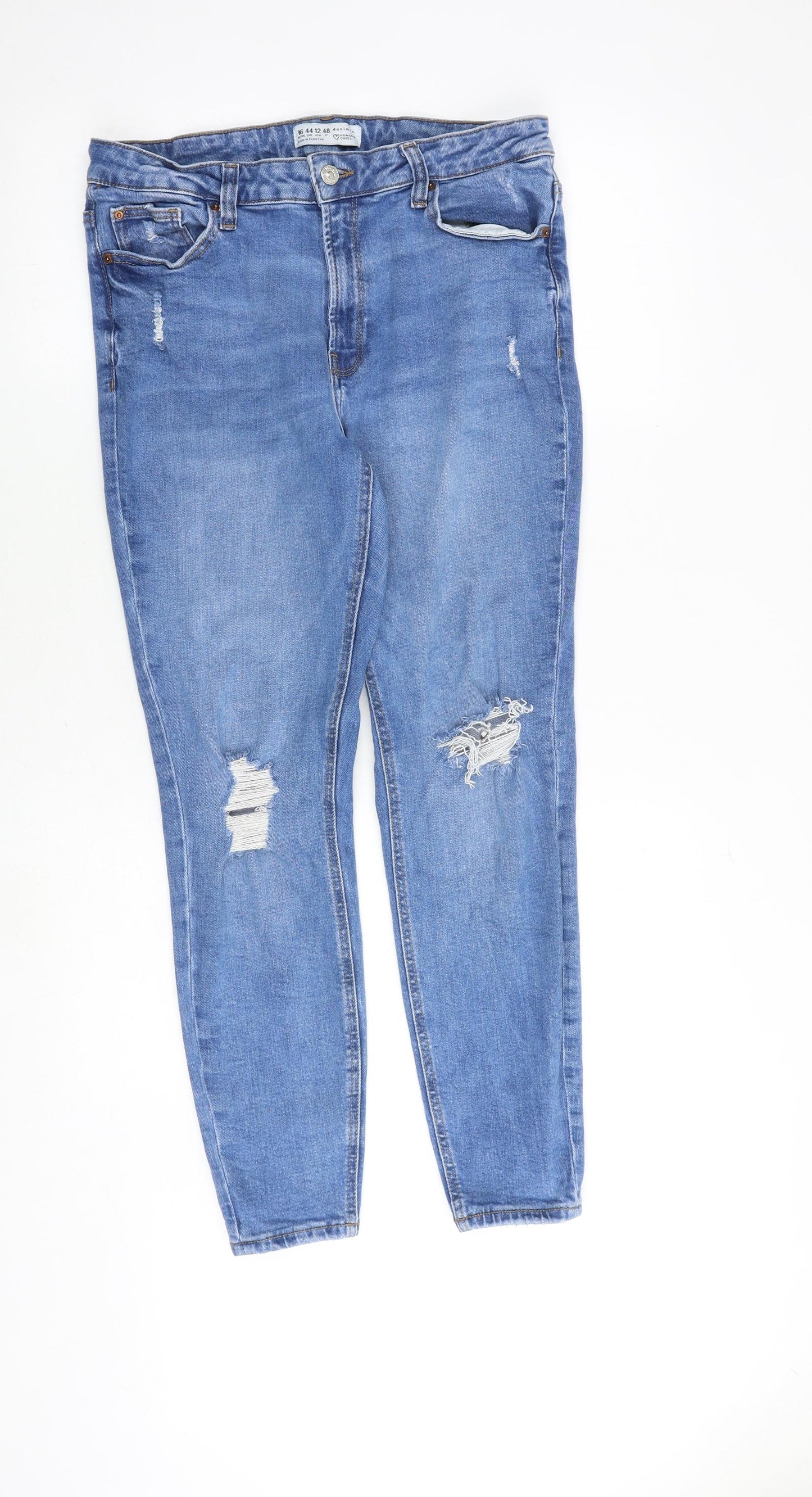 Denim & Co. Womens Blue Cotton Skinny Jeans Size 16 Regular Zip