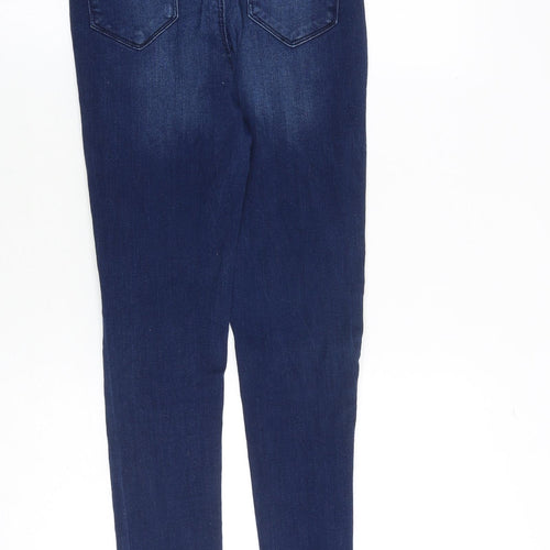 Candy Couture Girls Blue Cotton Skinny Jeans Size 13 Years Regular Zip - Distressed