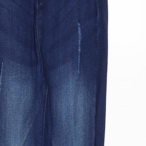Candy Couture Girls Blue Cotton Skinny Jeans Size 13 Years Regular Zip - Distressed