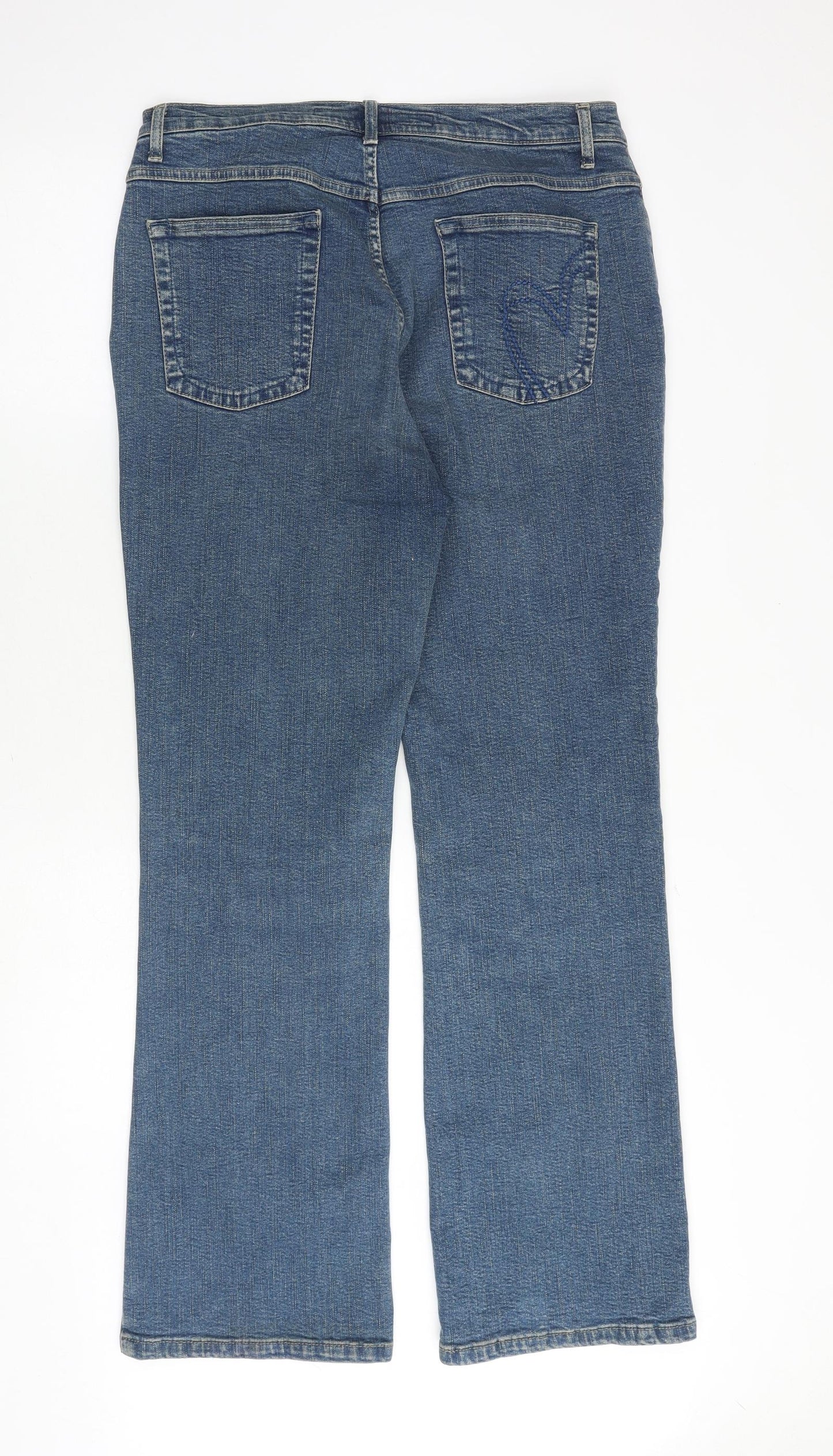 Marks and Spencer Womens Blue Cotton Bootcut Jeans Size 16 Regular Zip