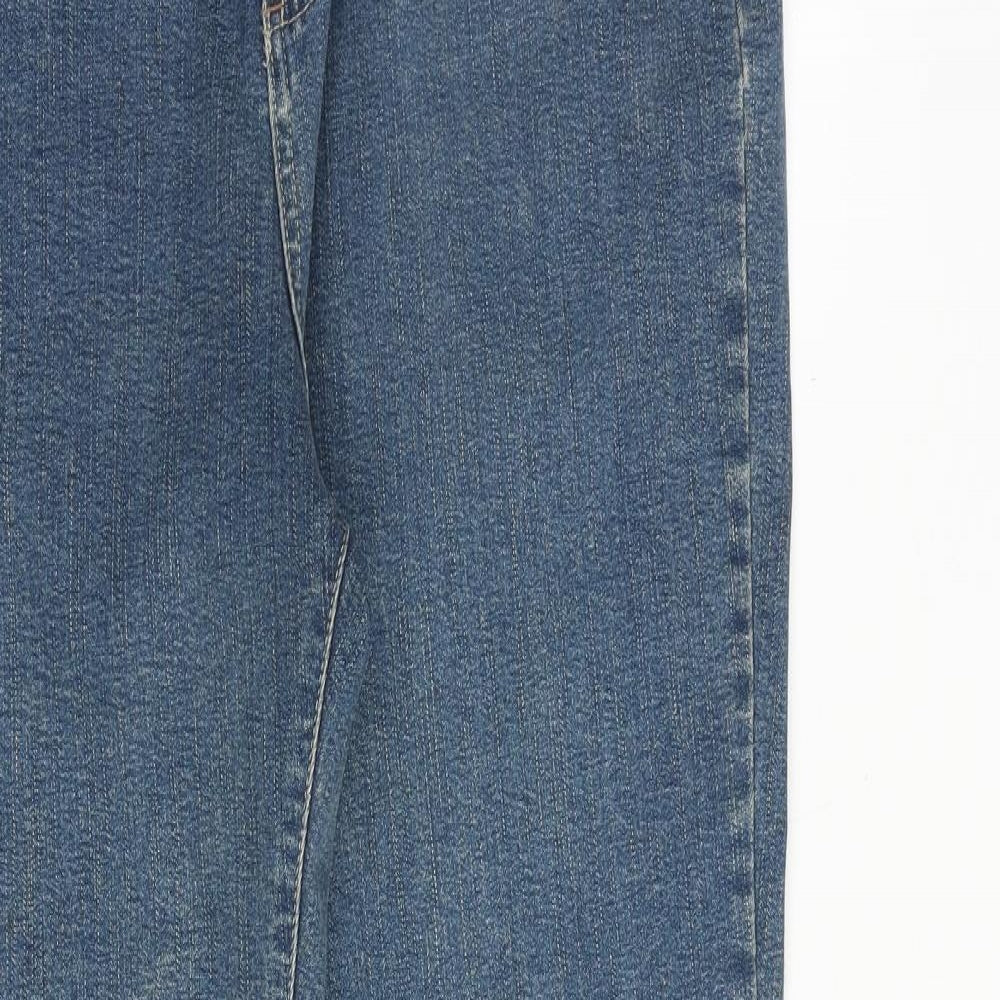 Marks and Spencer Womens Blue Cotton Bootcut Jeans Size 16 Regular Zip