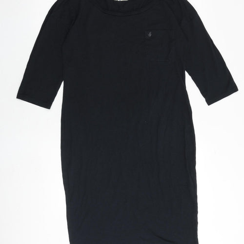 Jack Wills Womens Black Cotton Shift Size 10 Round Neck Pullover