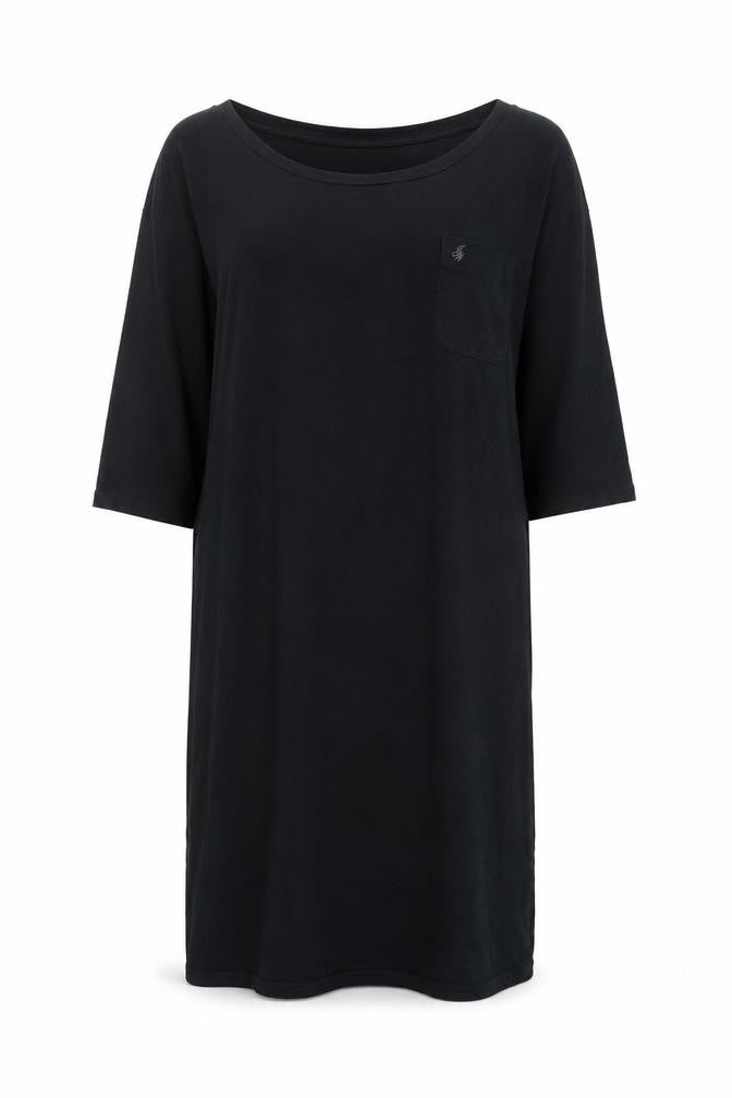 Front view of Jack Wills women’s black cotton shift, size UK 10, round neck pullover