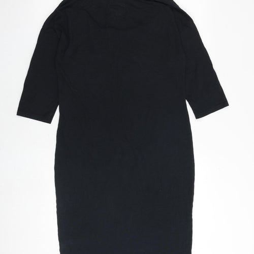 Jack Wills Womens Black Cotton Shift Size 10 Round Neck Pullover