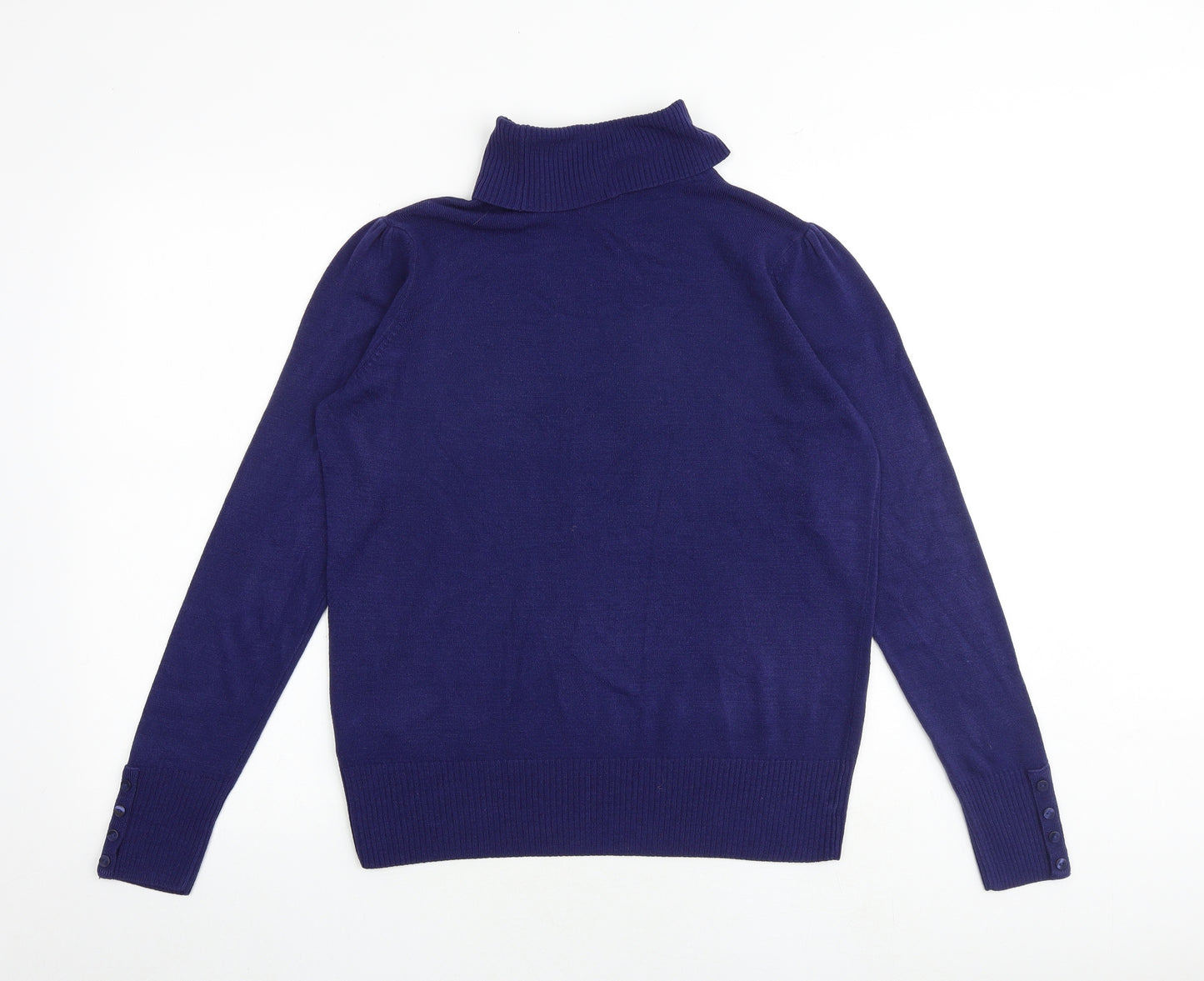 Marks and Spencer Womens Blue Roll Neck Acrylic Pullover Jumper Size 14