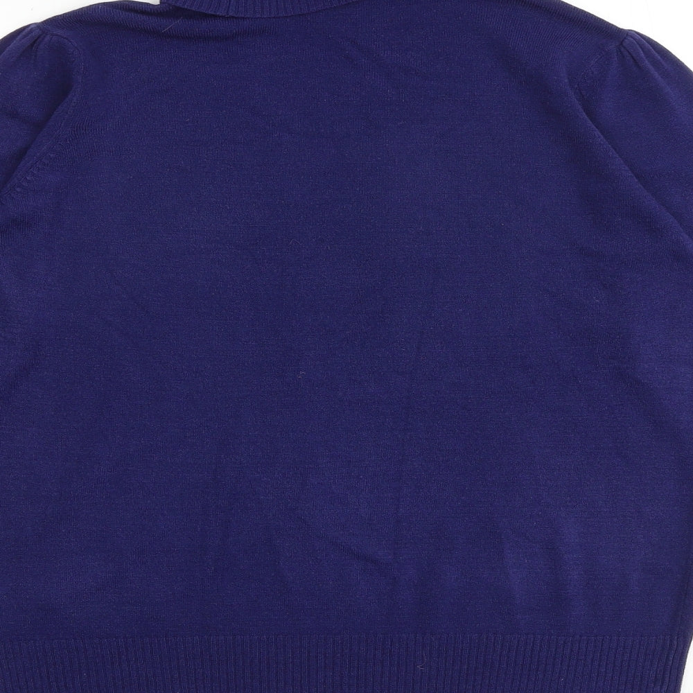 Marks and Spencer Womens Blue Roll Neck Acrylic Pullover Jumper Size 14