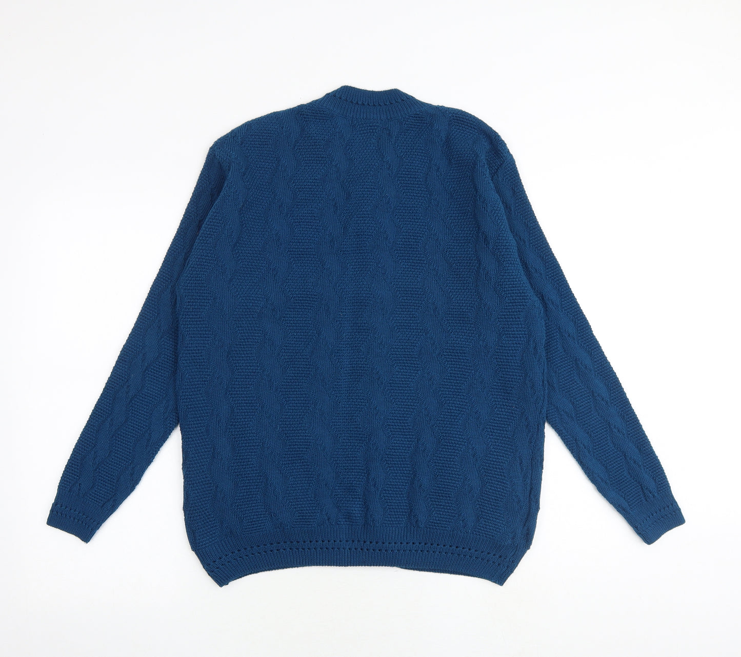 Reflect Womens Blue Round Neck Acrylic Cardigan Jumper Size S - Size S-M