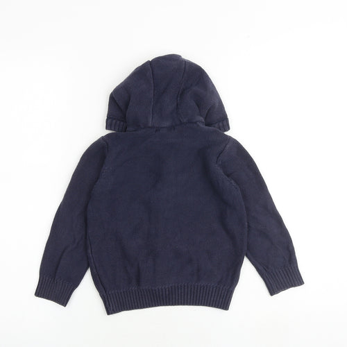 Autograph Boys Blue Round Neck 100% Cotton Cardigan Jumper Size 3-4 Years Button