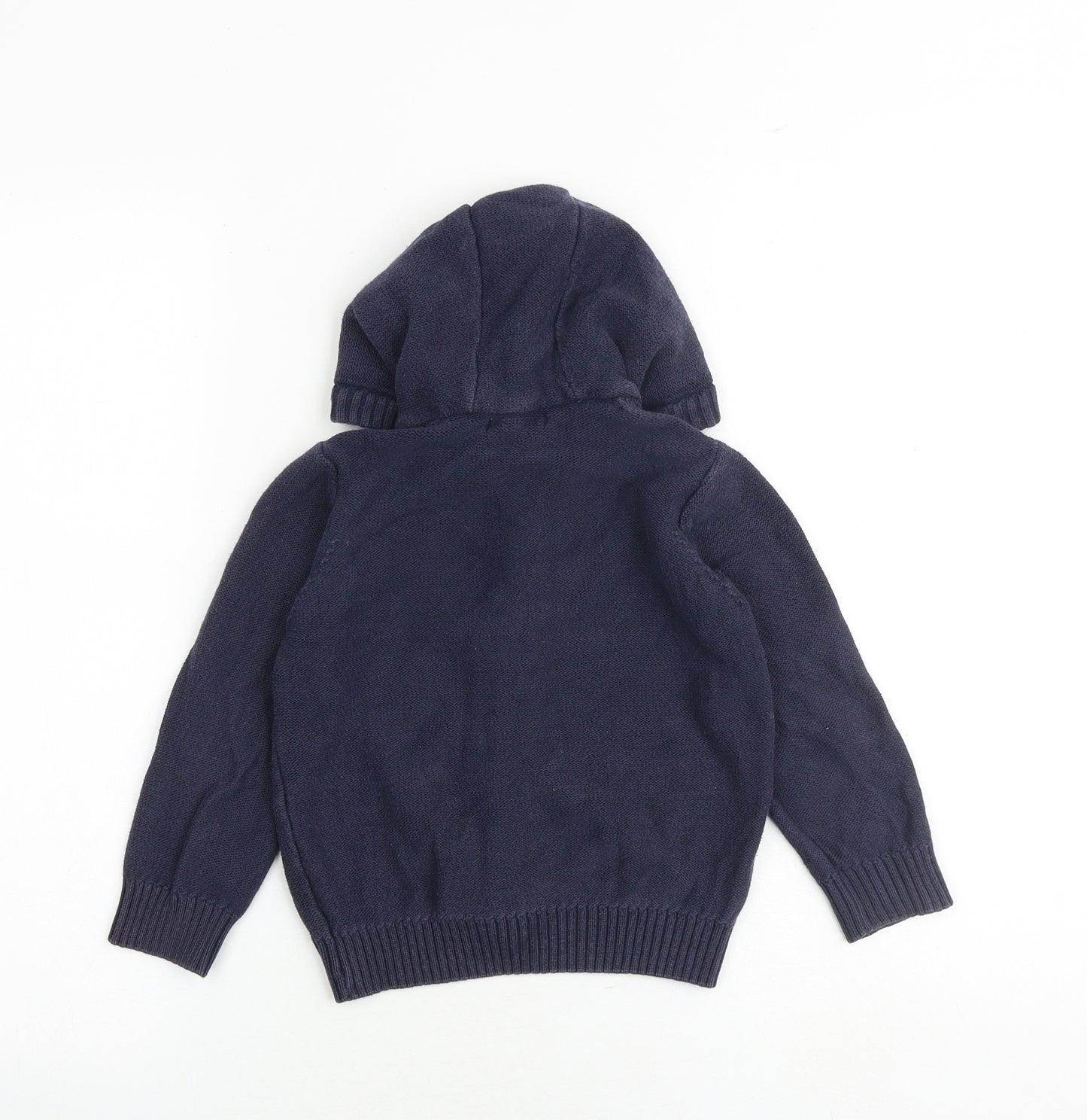 Autograph Boys Blue Round Neck 100% Cotton Cardigan Jumper Size 3-4 Years Button