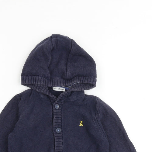 Autograph Boys Blue Round Neck 100% Cotton Cardigan Jumper Size 3-4 Years Button