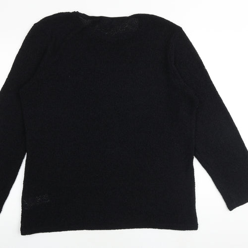 Topman Mens Black Round Neck Acrylic Pullover Jumper Size XL Long Sleeve