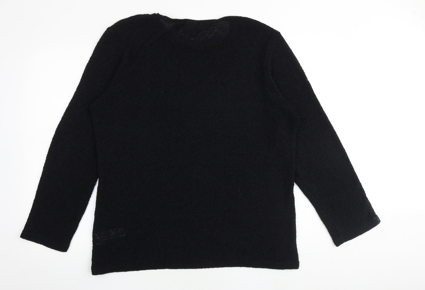 Topman Mens Black Round Neck Acrylic Pullover Jumper Size XL Long Sleeve