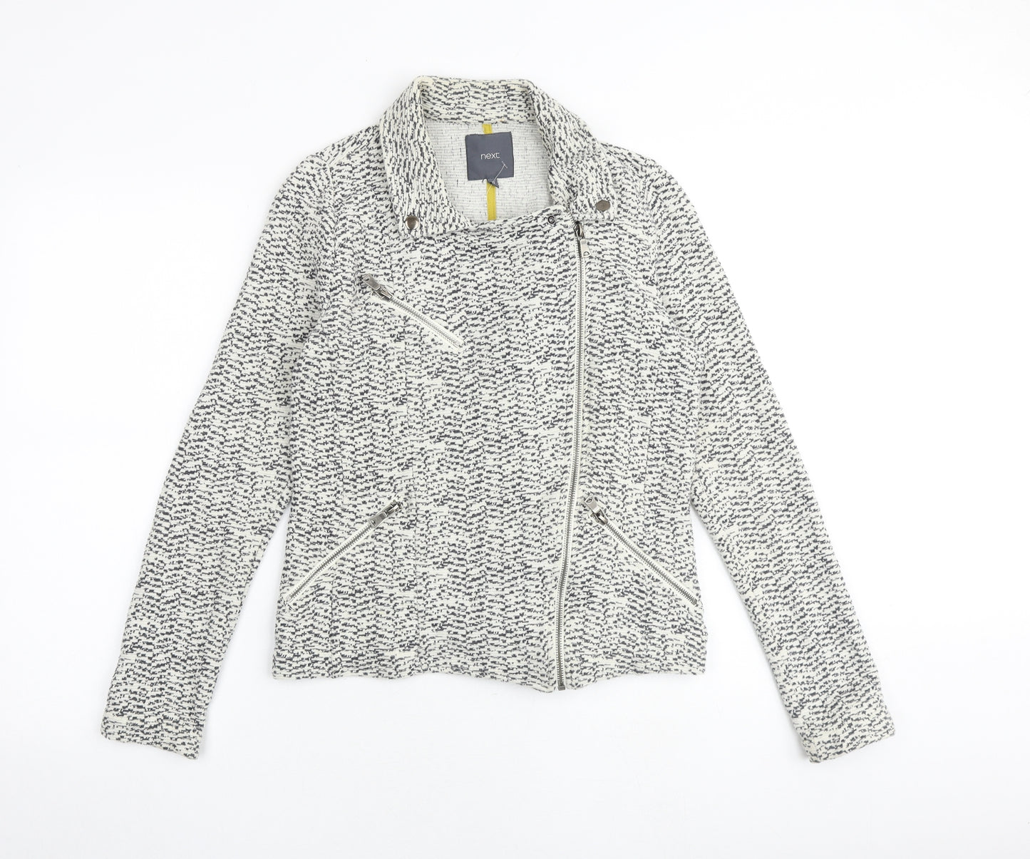 NEXT Womens White Geometric Jacket Size 12 Zip