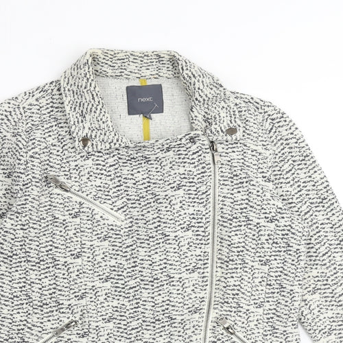 NEXT Womens White Geometric Jacket Size 12 Zip