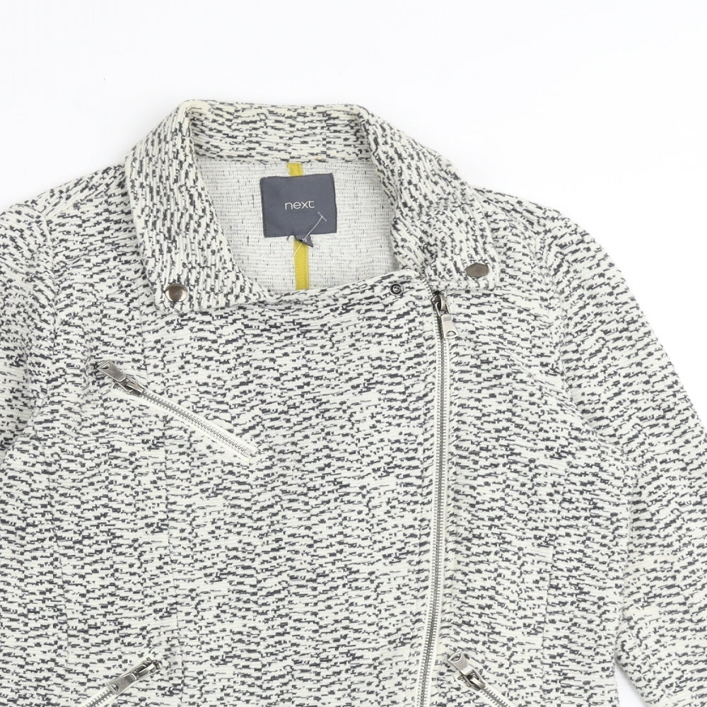 NEXT Womens White Geometric Jacket Size 12 Zip