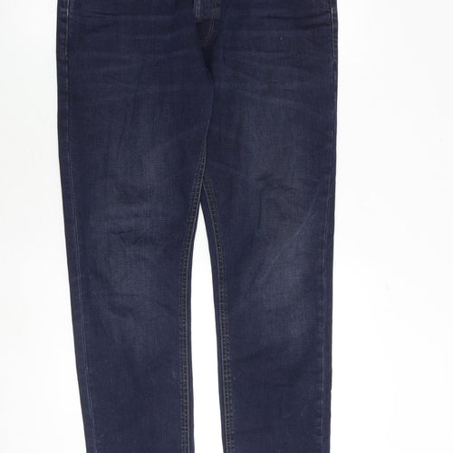 NEXT Mens Blue Cotton Straight Jeans Size 32 in Slim Zip