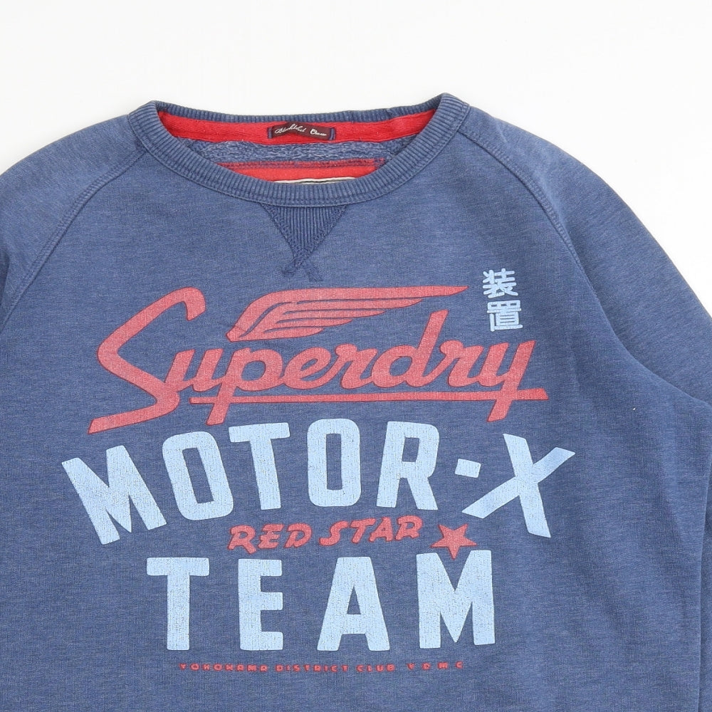 Superdry Mens Blue Cotton Pullover Sweatshirt Size S - Motor-X Team
