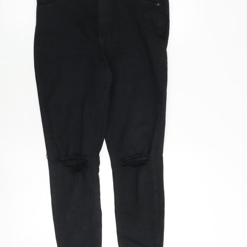 Topshop Womens Black Cotton Skinny Jeans Size 30 in Regular Zip