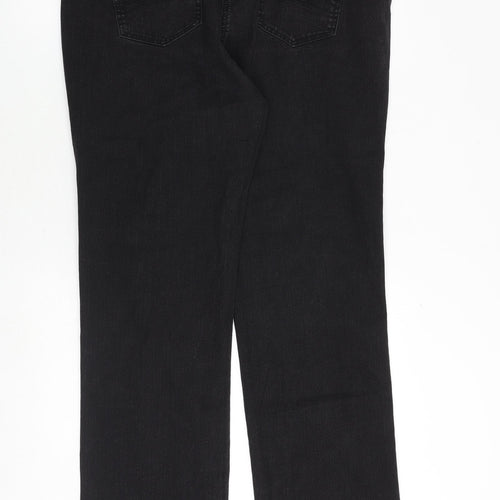 TU Womens Black Cotton Straight Jeans Size 18 Regular Zip