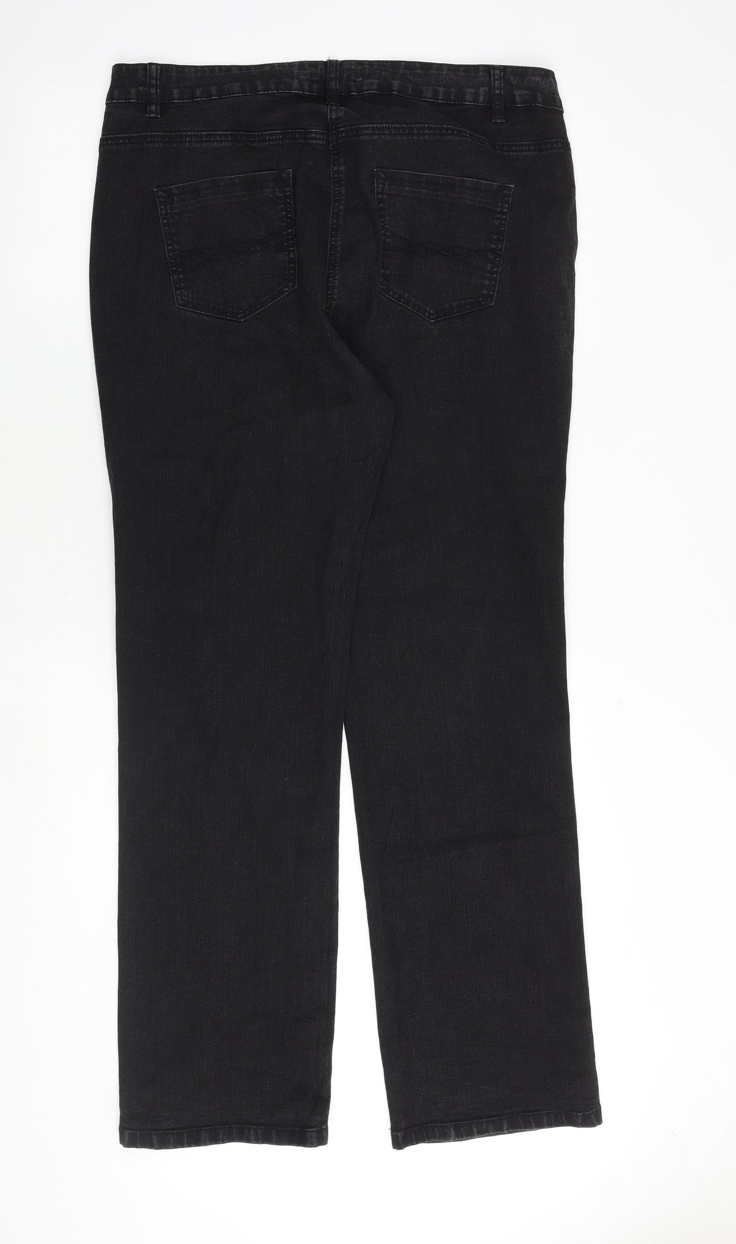 TU Womens Black Cotton Straight Jeans Size 18 Regular Zip