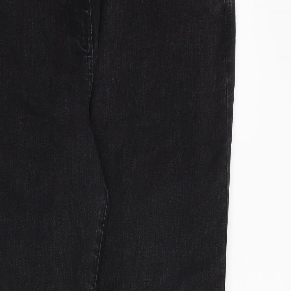 TU Womens Black Cotton Straight Jeans Size 18 Regular Zip