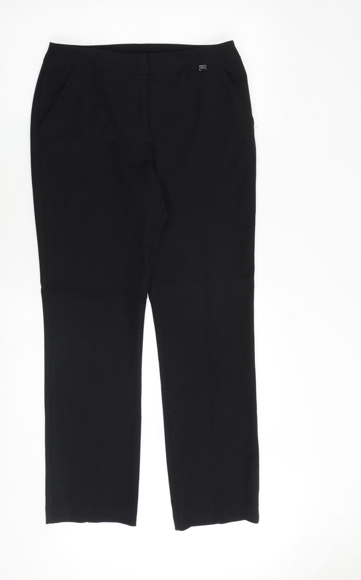 Bonmarché Womens Black Polyester Trousers Size 10 Regular Zip