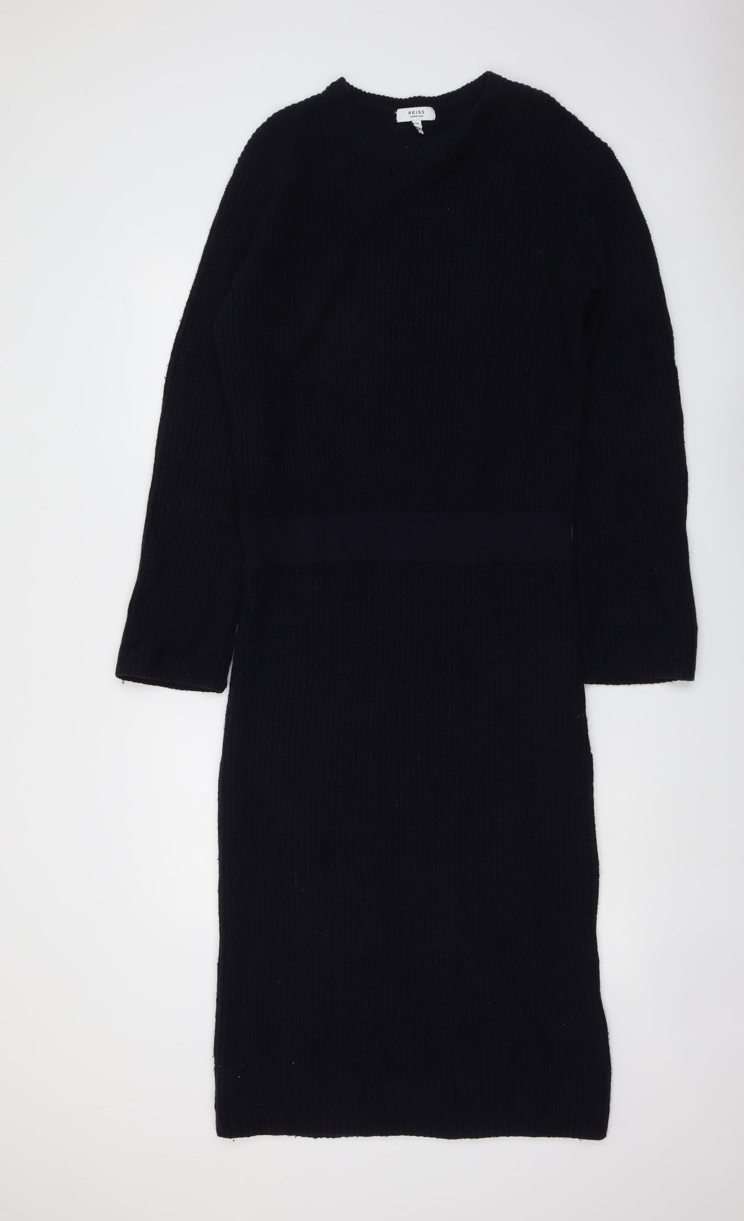Reiss Womens Blue Wool Jumper Dress Size M Round Neck Pullover