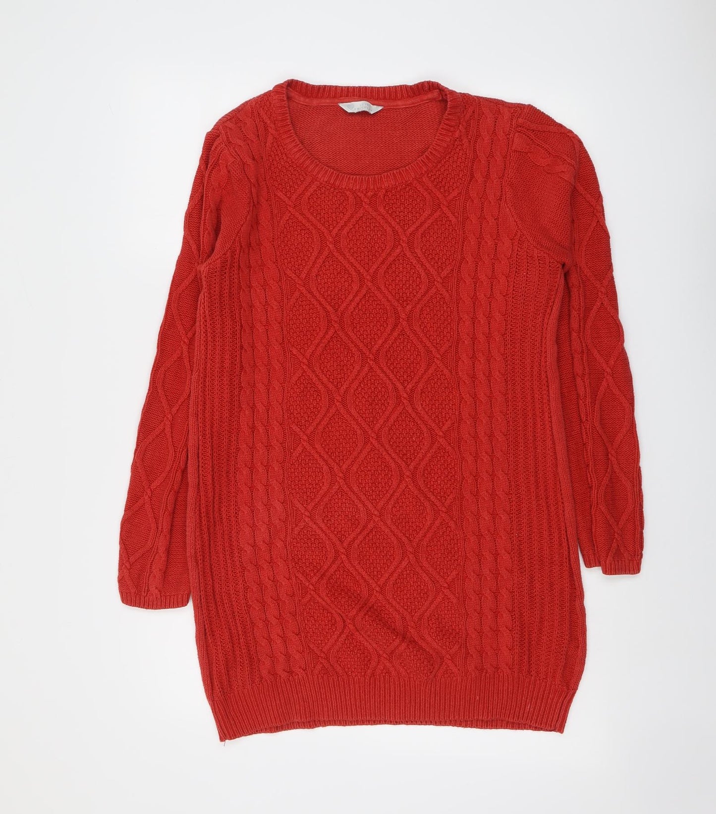 BHS Womens Red Round Neck Cotton Pullover Jumper Size 14