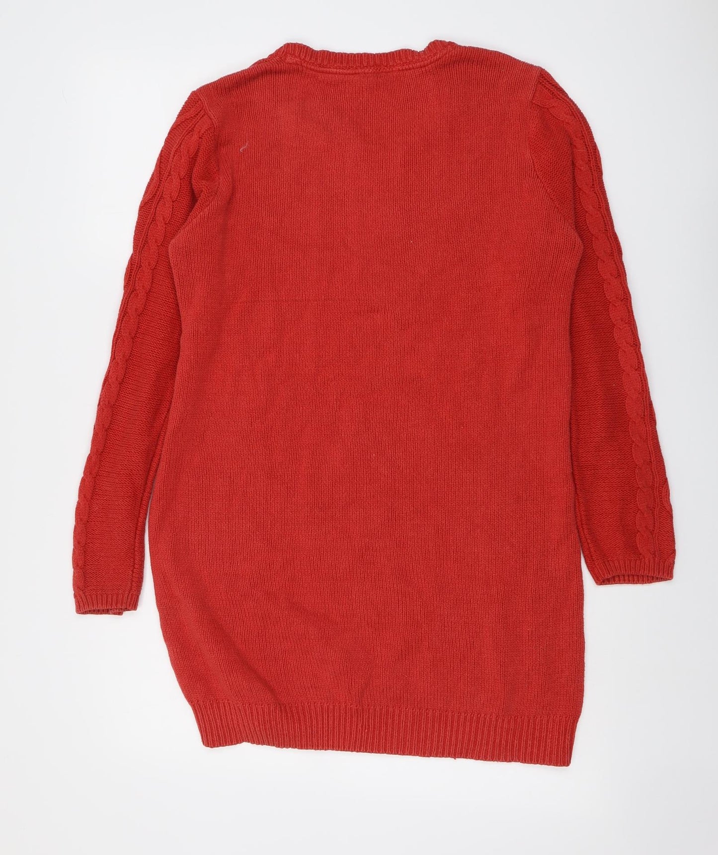 BHS Womens Red Round Neck Cotton Pullover Jumper Size 14