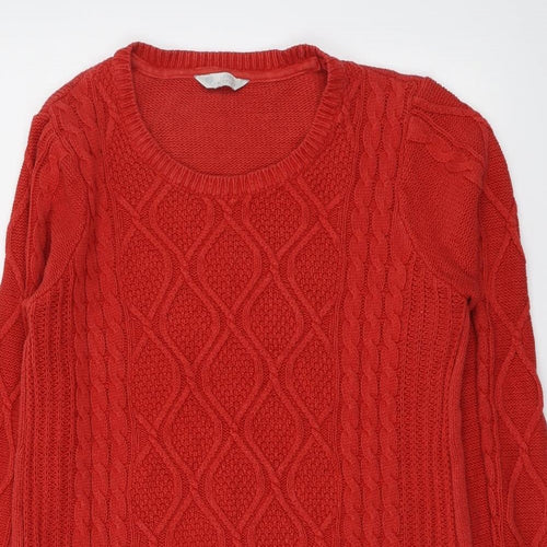 BHS Womens Red Round Neck Cotton Pullover Jumper Size 14